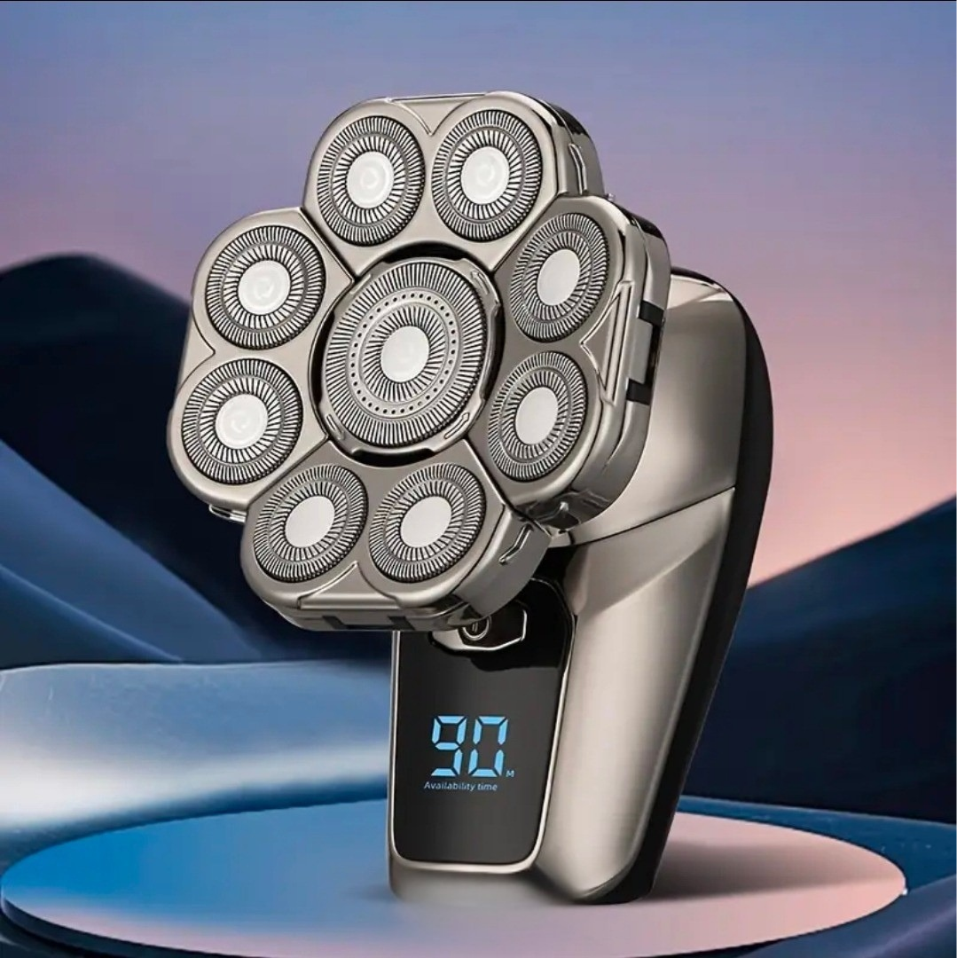 Rasoir cheveux courts, chauve et barbe avec lames rotatives