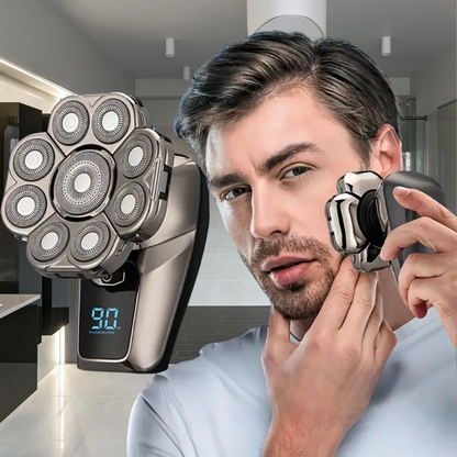 Rasoir cheveux courts, chauve et barbe avec lames rotatives